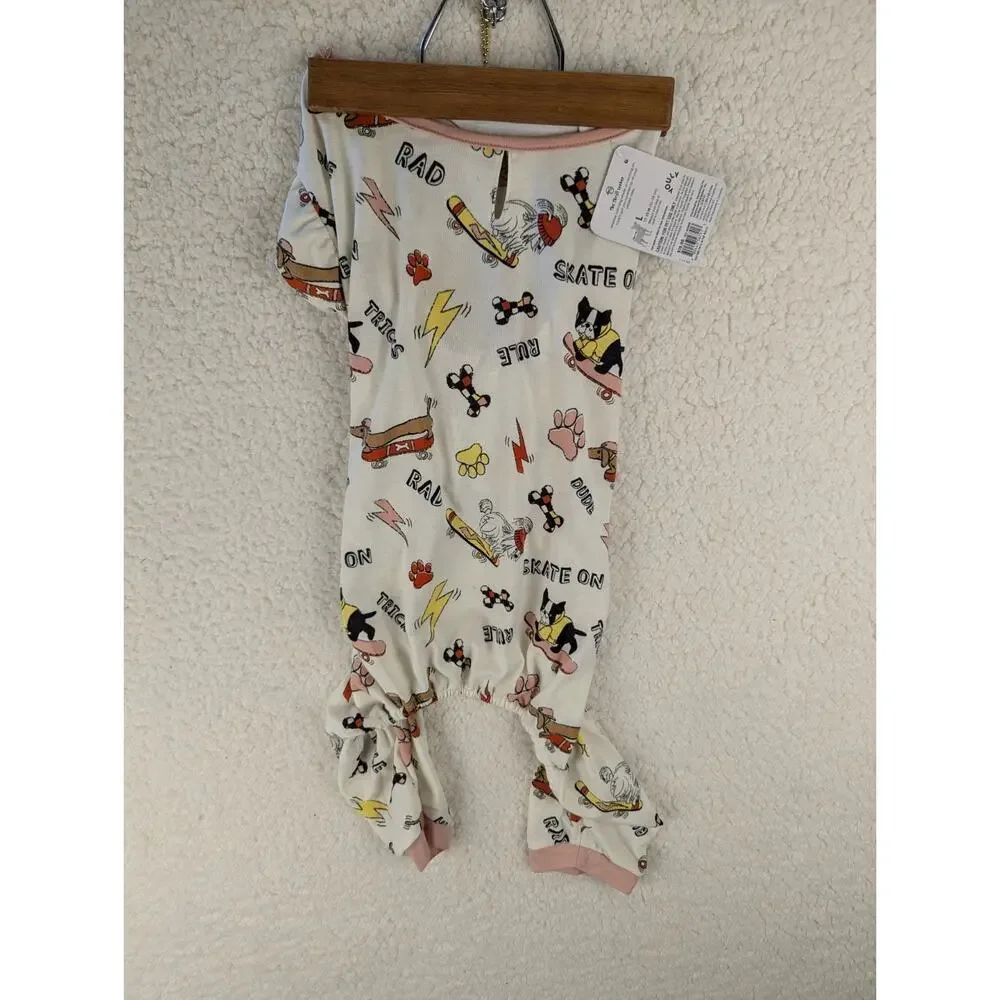 Youly‎ Skateboarding Dog Pet Pajamas Large Pink Cream Puffed Sleeve Rad NEW
